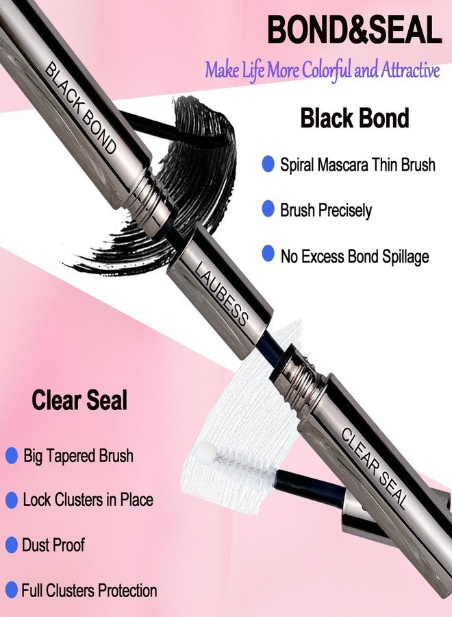 LAUBESS Lash Bond and Seal Lash Glue Waterproof LAUBESS 2-in-1 Cluster Lash Glue for Eyelash Clusters 72H 10ml (Black/Clear) - Image 3